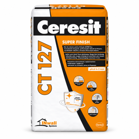 Glet de finisaj Ceresit CT 127 Super Finish, alb, 0-2 mm, 20 kg